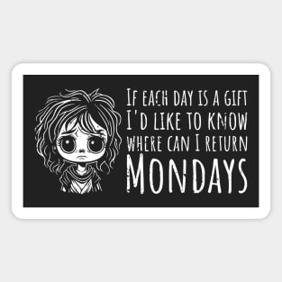 Funny Monday Blues For Girls - horizontal distressed Magnet